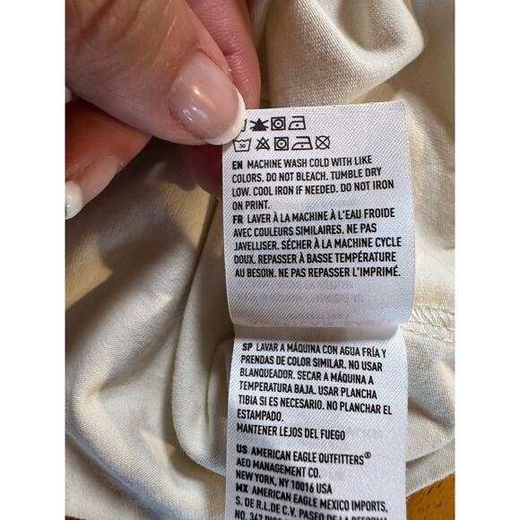 American Eagle Cropped Tank Top XL Cream Rainbow Striped Spaghetti Strap‎ Women - Picture 4 of 5